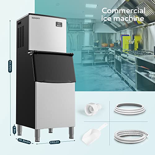 EUHOMY B0C4T13VC4 Commercial Ice Maker Machine 400Lbs/24H, SECOP Compressor&ETL Approval, Industrial Ice Machine, 250Lbs Storage, Ice Ready in 8-15 min, Stainless Steel Ice Maker for Bar/Cafe/Restaurant/Business