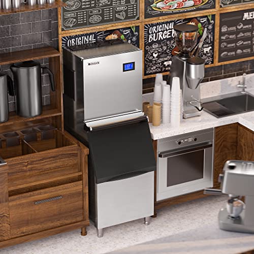 Coolski IM450 Commercial Ice Maker Machine 450LBS/24H, 22'' Wide Ice Machine with 300LBS Large Storage Bin, Clear Ice Cubes Air Cooled Stainless Steel Ice Maker for Restaurant/Bar/Cafe/Business