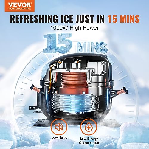 VEVOR LB550TA Commercial Ice Maker, 550LBS/24H Ice Making Machine with 330.7LBS Large Storage Bin, 1000W Auto Self-Cleaning Ice Maker Machine ith 3.5-inch LED Screen for Business Bar Cafe Restaurant