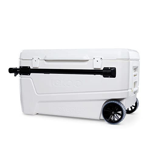 Igloo MaxCold Glide Coolers 110 QT, Insulated Portable Rolling Cooler with Soft Ride Wheels, 168 Can Capacity, Leak-Proof, 5-day Ice Retention