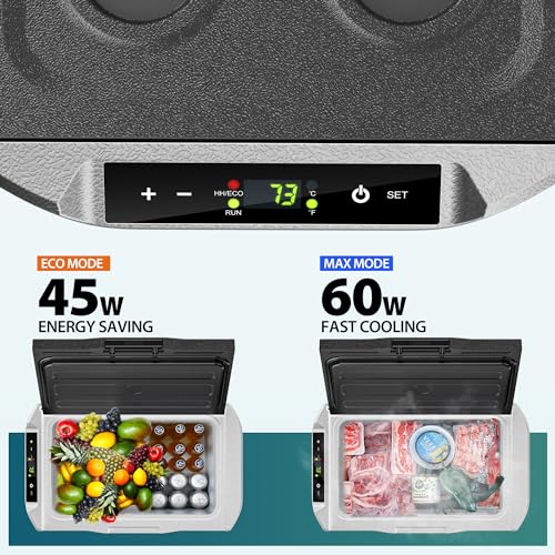 EUHOMY 12 Volt Refrigerator, 22QT(21L) 12V Cooler, Compressor Electric Cooler -4℉~68℉, 12V Fridge 12/24V DC 110-240V AC, Portable Freezer for Camping, Travel, Truck, Home