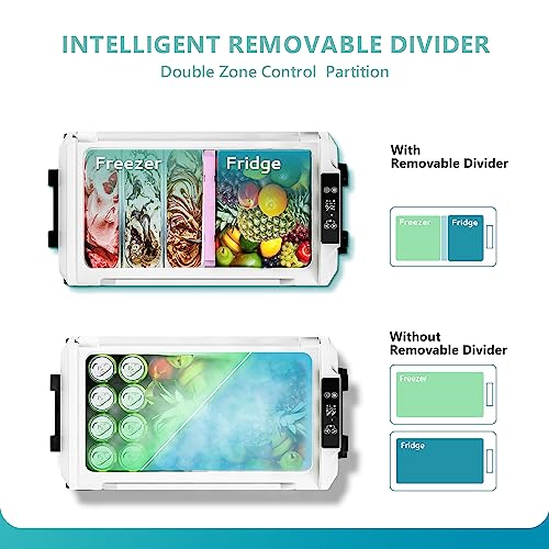 EUHOMY 12 Volt Refrigerator, 58QT(55L) 12V Fridge, Electric Cooler 12/24V DC 120-240V AC -4℉~68℉, 12V Freezer Removable Divider, Car Fridge For Camping, RV, Travel, Fishing, Outdoor