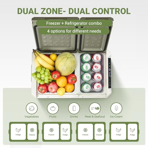 BODEGACOOLER 12 Volt Car Refrigerator, 34Quart (32L) Car Fridge Dual Zone, 12V Portable Freezer APP Control, RV Car Cooler -4℉-68℉ 12/24V DC 100-240V AC for Outdoor Camping Travel Vehicles Home Use