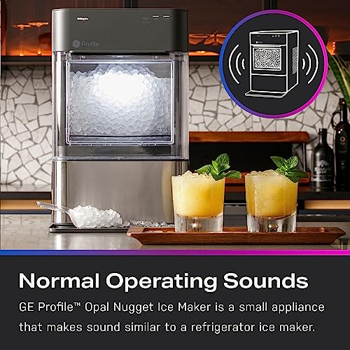 GE Profile Opal 2.0, Chewable Crunchable Countertop Nugget Ice Maker, Scoop included, 38 lbs in 24 hours, Pellet Ice Machine with WiFi & Smart Connected, Stainless Steel