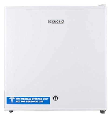 Summit AccuCold FS24L 19" Upright Freezer with 1.4 cu. ft. Capacity, Factory Installed Lock, Manual Defrost, Removable Shelf Removable Shelf and Adjustable Thermostat, in White