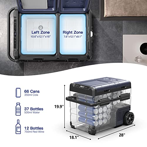 BODEGACOOLER 12V Portable Refrigerator, 48 Quart(45L) Car Fridge, RV Car Refrigerator,Portable Fridge Freezer, -4℉-68 Cooler WIFI APP Control 12/24V DC and 100-240V AC for Car, Camping,Travel(2 Doors)