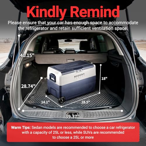 BODEGACOOLER 12 Volt Car Refrigerator,53 Quart Portable Fridge Freezer,Dual Zone Car Cooler WIFI APP Control,-4℉-68℉ （50L）Electric Compressor Cooler 12/24V DC and 100-240V AC for Camping,Travel,RV