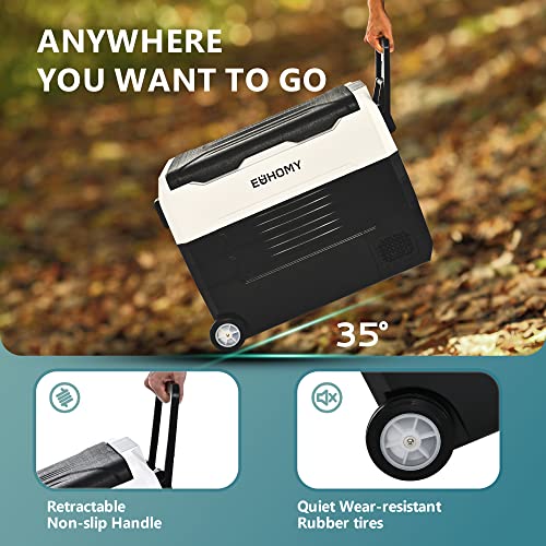 EUHOMY 12 Volt Refrigerator, 58QT(55L) 12V Fridge, Electric Cooler 12/24V DC 120-240V AC -4℉~68℉, 12V Freezer Removable Divider, Car Fridge For Camping, RV, Travel, Fishing, Outdoor