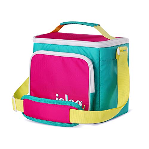 Igloo 90s Retro Collection Square Lunch Box Cooler with Front Pocket and Adjustable Strap, Insulated Leakproof Lunch Cooler Bag, Reusable Lunch Tote