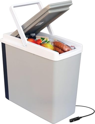 Koolatron Electric Portable Cooler Plug in 12V Car Cooler/Warmer, 18 qt (17 L), No Ice Thermo Electric Portable Fridge for Camping, Travel Road Trips Trucking with 12 Volt DC Power Cord, Gray/White.
