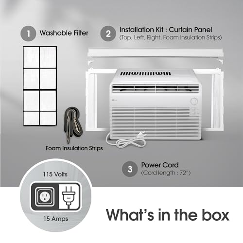 LG LW5024X Window Air Conditioner, for Small Room (150 Sq.Ft), Quiet Operation, 115V, 5,000 BTU, White