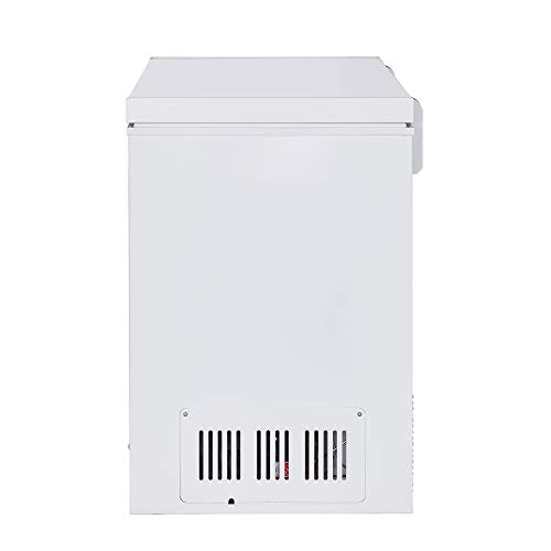Frigidaire EFRF3005-AMZ Chest Deep Freezer-Garage-Ready, 3.5 Cu. Ft. Capacity, White-Adjustable Thermostat-Removable Vinyl Coated Wire Basket-Easy Defrost Drain