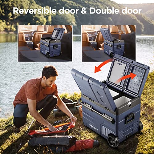 BODEGACOOLER 12V Portable Refrigerator, 48 Quart(45L) Car Fridge, RV Car Refrigerator,Portable Fridge Freezer, -4℉-68 Cooler WIFI APP Control 12/24V DC and 100-240V AC for Car, Camping,Travel(2 Doors)