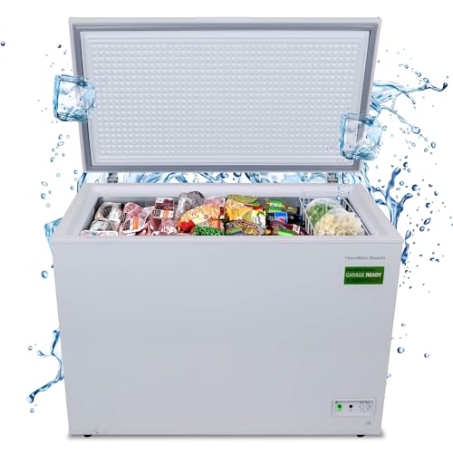 Hamilton Beach HBFRF1006 Chest Freezer-Adjustable Thermostat-Removable Vinyl Coated Wire Basket-Easy Defrost Drain-10 Cubic Feet, 10 cu ft, White (pack of 1)