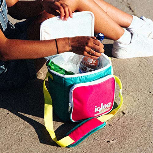 Igloo 90s Retro Collection Square Lunch Box Cooler with Front Pocket and Adjustable Strap, Insulated Leakproof Lunch Cooler Bag, Reusable Lunch Tote