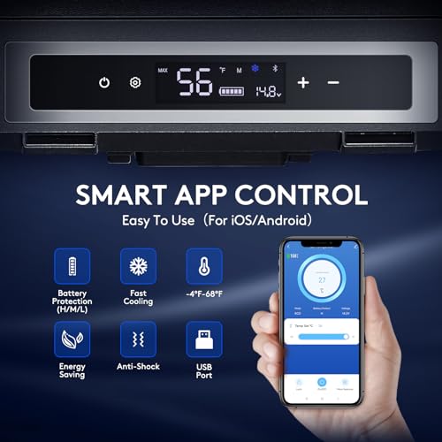 BODEGACOOLER 12 Volt Car Refrigerator, 61Quart（58L）Car Fridge Dual Zone, Protable Freezer WIFI APP Control, RV Electric Cooler -4℉-68℉ 12/24V DC 100-240V AC for Outdoor, Vehicles, Camping, Travel