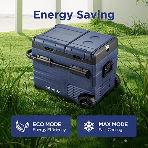 BODEGACOOLER 12V Portable Refrigerator, 48 Quart(45L) Car Fridge, RV Car Refrigerator,Portable Fridge Freezer, -4℉-68 Cooler WIFI APP Control 12/24V DC and 100-240V AC for Car, Camping,Travel(2 Doors)