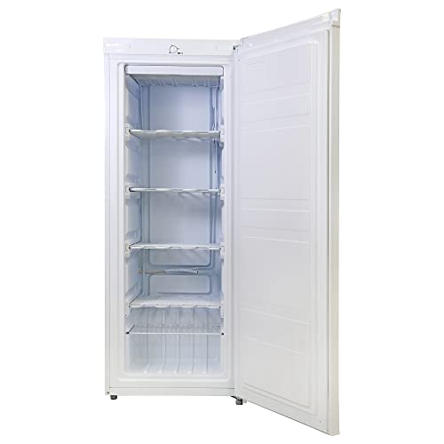 Koolatron KTUF160 AZ Compact Upright Freezer, 5.3 cu ft (150L), White, Manual Defrost Design, Space-Saving Flat Back, Reversible Door, for Home, Apartment, Condo, Cottage