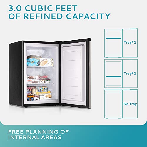 EUHOMY ‎MF-30-Y Upright freezer, 3.0 Cubic Feet, Single Door Compact Mini Freezer with Reversible Stainless Steel Door, Small freezer for Home/Dorms/Apartment/Office (Silver)