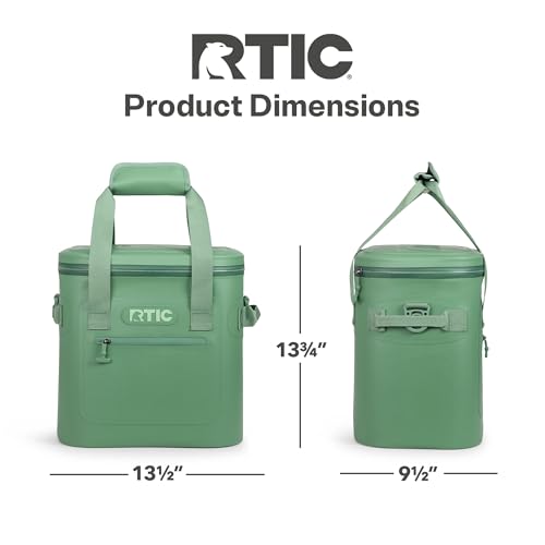 RTIC Soft Cooler 20 Can, Insulated Bag Portable Ice Chest Box for Lunch, Beach, Drink, Beverage, Travel, Camping, Picnic, Car, Trips, Floating Cooler Leak-Proof with Zipper, Sage