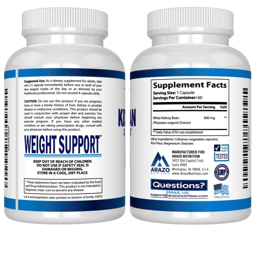 Arazo Nutrition White Kidney Bean Extract - Carb Blocker and Fat Absorber