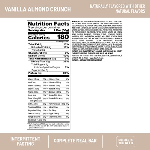SlimFast Intermittent Fasting Protein Bars, Vanilla Almond Crunch