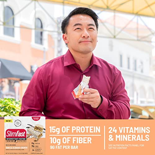 SlimFast Intermittent Fasting Protein Bars, Vanilla Almond Crunch