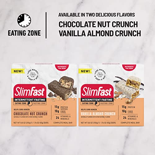 SlimFast Intermittent Fasting Protein Bars, Vanilla Almond Crunch