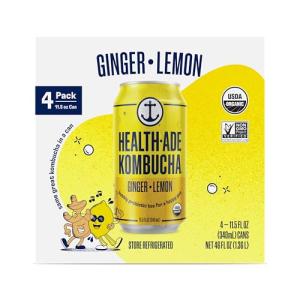 Ginger-Lemon Organic Kombucha 4-Pack - Refreshing Cleanse
