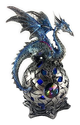Dragon Statue with LED Orb Cycling Through Colors