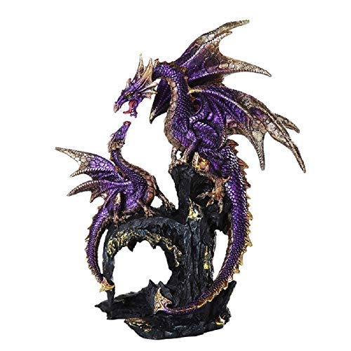 Purple Dragon Family Collectible Figurine - 9 Inch