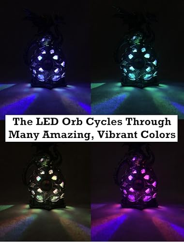 Dragon Statue with LED Orb Cycling Through Colors