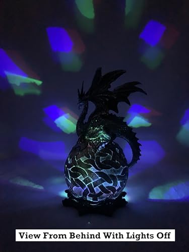 Dragon Statue with LED Orb Cycling Through Colors
