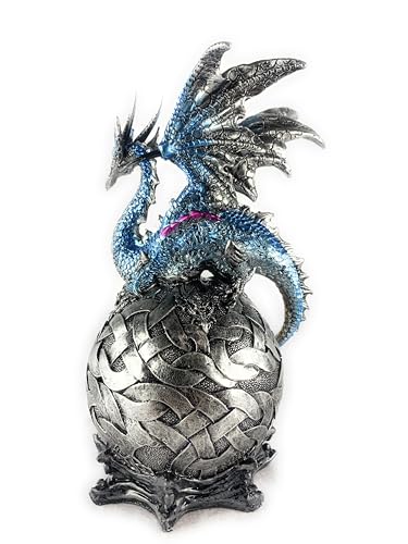 Dragon Statue with LED Orb Cycling Through Colors