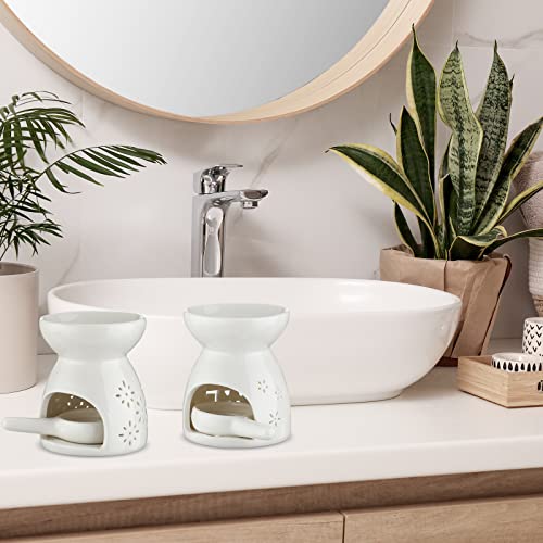 Yaomiao 12 Pieces Essential Oil Burner Ceramic Wax Warmer Burners Ceramic Oil Diffuser Candle Tealight Holder Aromatherapy Candle Holder for Home Bedroom Decoration Christmas Housewarming Gift