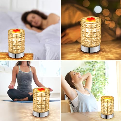 HEKALU Crystal Touch Electric Wax Melt Warmer with Dimmable Fragrance Candle Melter Warmer for Warming Scented Candle Oil Burner- Spa,Aromatherapy (Transparent Crystal)