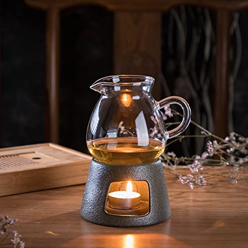 Warmself Hand Made Large Capacity Essential Oil Burner Wax Melt Burners, Aromatherapy Aroma Burner Ceramic Oil Diffuser Candle Tealight Holder Home Bedroom Decor Brown