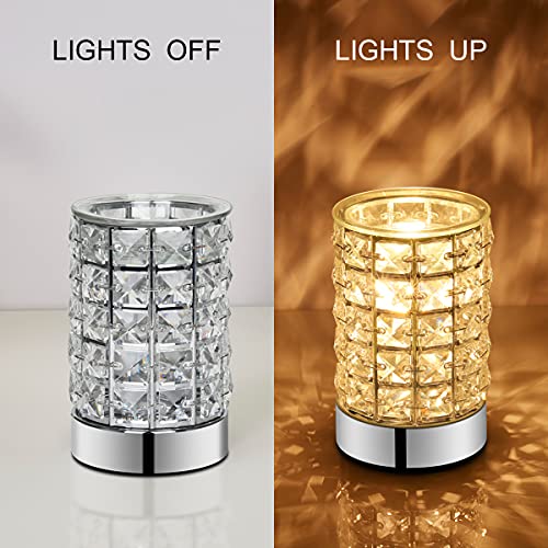 HEKALU Crystal Touch Electric Wax Melt Warmer with Dimmable Fragrance Candle Melter Warmer for Warming Scented Candle Oil Burner- Spa,Aromatherapy (Transparent Crystal)