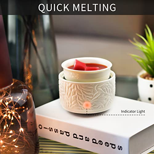 ElusiaKa Wax Melt Warmer Ceramic 3-in-1 Electric Candle Wax Warmer for Scented Wax Melter Oil Burner for Home Office Bedroom Aromatherapy Gift