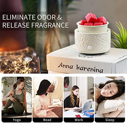 ElusiaKa Wax Melt Warmer Ceramic 3-in-1 Electric Candle Wax Warmer for Scented Wax Melter Oil Burner for Home Office Bedroom Aromatherapy Gift