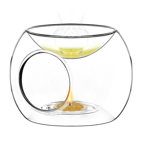 Glass Oil Burner Cynlsum Simple Style Essential Oil Warmer for Scented Oil Clear Tealight Holder Home Bedroom Decor Christmas Housewarming Gift