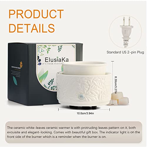 ElusiaKa Wax Melt Warmer Ceramic 3-in-1 Electric Candle Wax Warmer for Scented Wax Melter Oil Burner for Home Office Bedroom Aromatherapy Gift