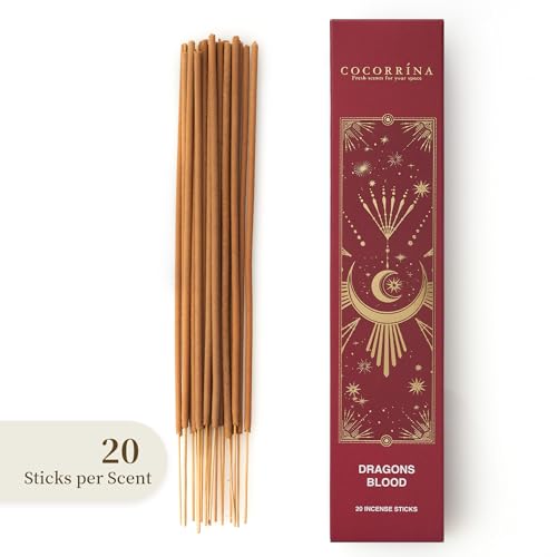 COCORRÍNA Incense Sticks - Set of 8 Insenses (160 Sticks) Nobile Sandalwood, Dragon's Blood, Rose Geranium, Tropical Storm, Positive Vibes, Super Hit, Lavender Wonderland, Poetic Patchouli