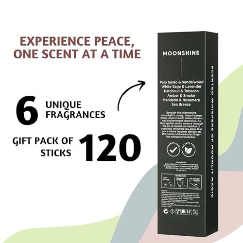 Folkulture Incense Sticks - Set of 6 Insenses (120 Insence Sticks) - Palo Santo & Sandalwood, White Sage, Lavender, Patchouli, Rosemary, Blue Lotus Inscents or Inciensos, Sleep Incents