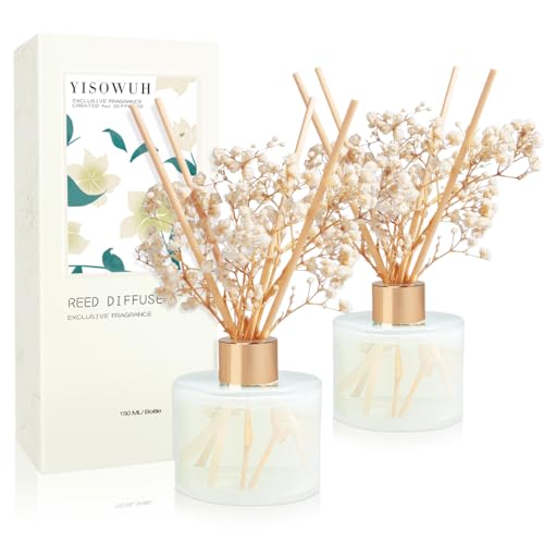 YISOWUH Reed Diffuser Set, 5.28oz (150ml) Fruit Scent Diffuser 2 Packs with 16 Sticks Long Lasting Fragrance for Home, Bathroom, Room Decor
