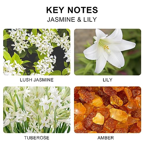 L'odeur Vill Reed Diffuser, 6.7 oz(200ml) Jasmine & Lily Scented Diffuser with 6 Oil Diffuser Sticks, Home Fragrance Essential Oil Reed Diffuser Set for Home Large Rooms Bathroom Shelf Decor