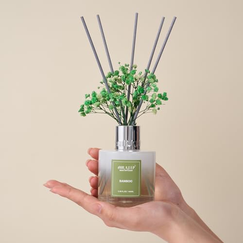 Airkeep Reed Diffuser Set,3.38 fl oz (100 ml) - Bamboo Oil Diffusers with 8 Reed Sticks,Home Fragrance Reed Diffuser for Bathroom Shelf Decor