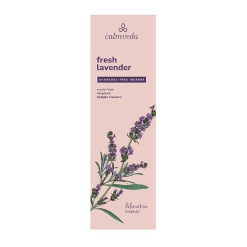 Fresh Lavender Incense for Calming - 80 Charcoal Free Incense Sticks, Made from Upcycled Flowers | Organic Incense Sticks Non Toxic | Use for Relaxation & Improves Sleep