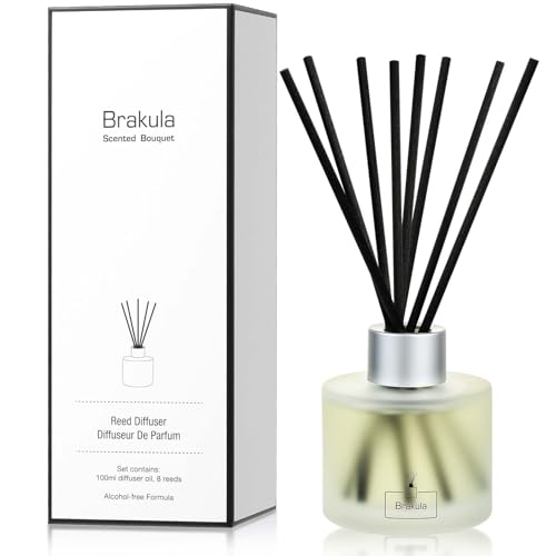 Brakula Reed Diffuser Set, 100ml Bamboo & White Tea Scented Essential Oil Diffuser, Home Fragrance for Living Room, Bathroom, Office