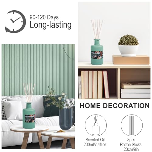 Aeeteek Reed Diffuser Set, 6.8fl oz/200ml Darjeeling Tea & Bergamot Aroma Scented Oil Diffuser with 8Pcs Sticks, Large Capacity Home Fragrance for Large Room Shelf Bathroom Decor